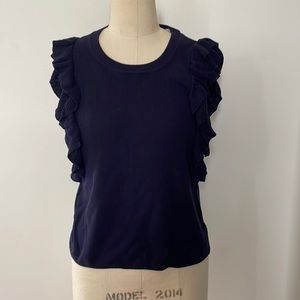 Knitted and Knotted knit ruffle sleeve blouse